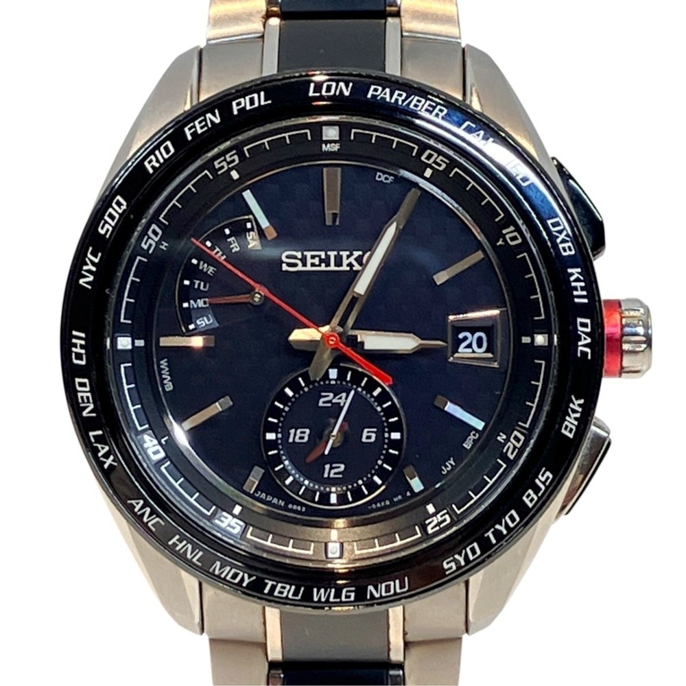 Seiko SEIKO Watch SS Radio Solar Black Dial 8B63-0AN0
